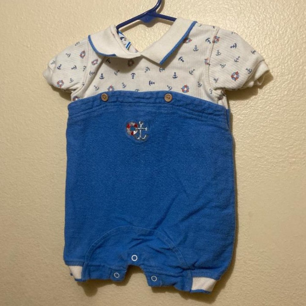 Vintage The Lullaby Club Nautical Themed Romper Short Sleeve/Shorts Size 3-6m